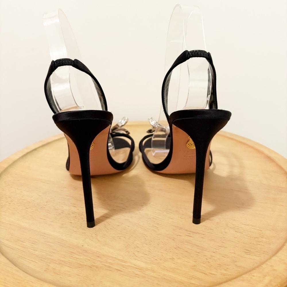 New Aquazzura Babe Crystal Bow Heel Sandals - Picture 10 of 11